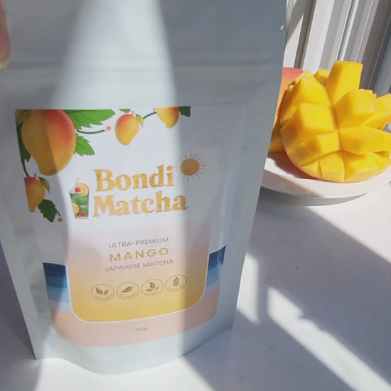 Video opening mango matcha packet